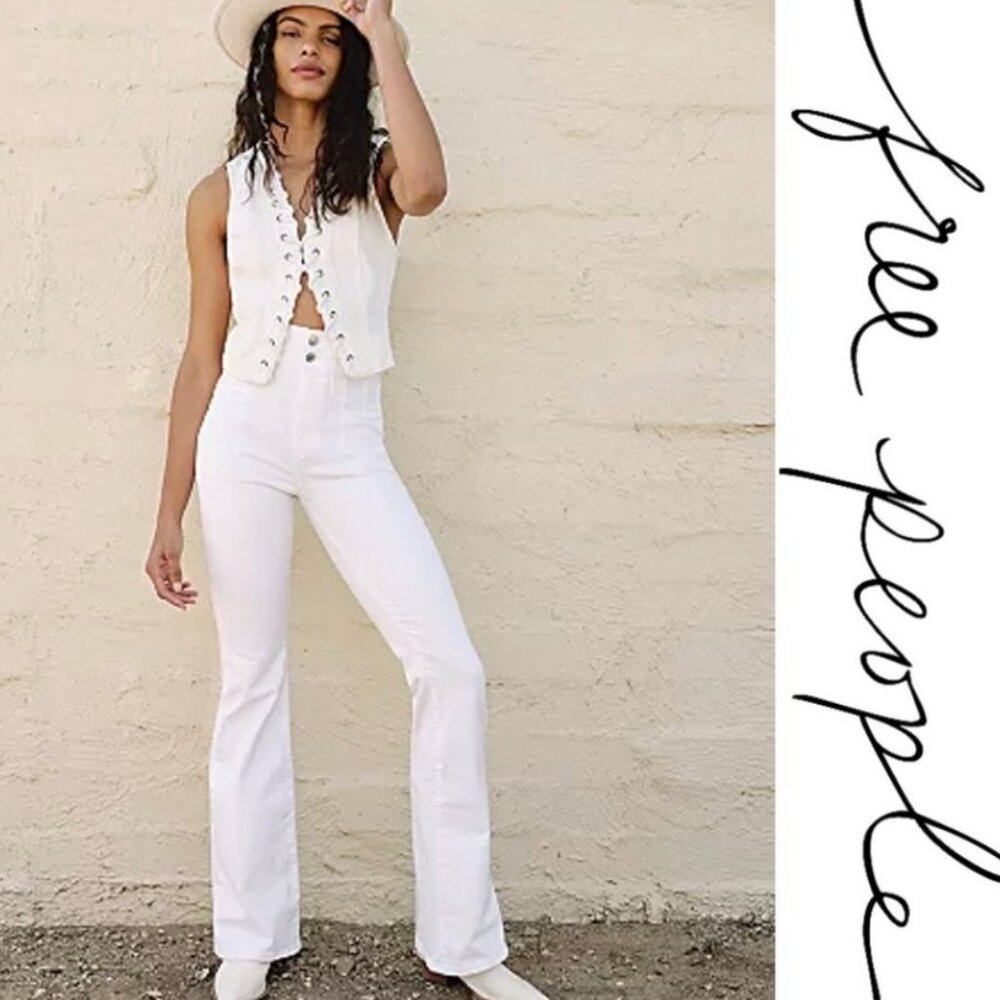 Free People Jayde White Flare Jeans - Size 31